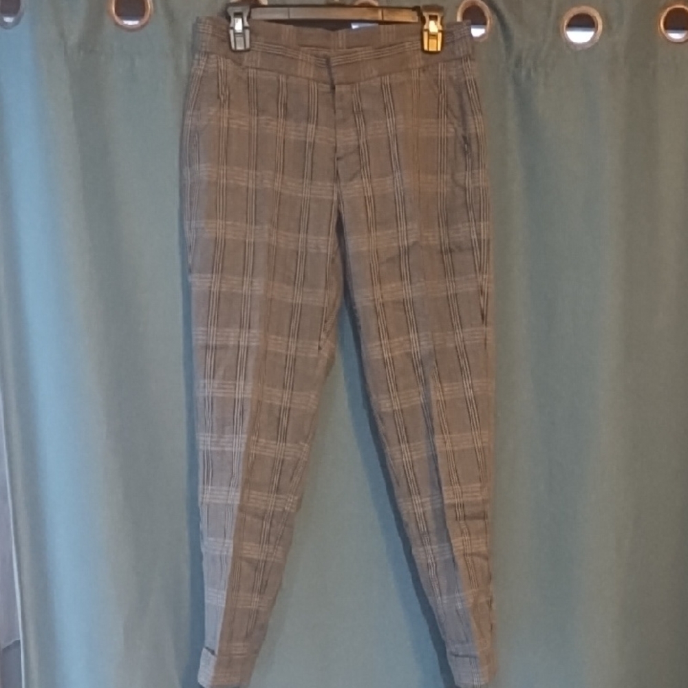 Garnet Hill  Checkered Pants Black And White